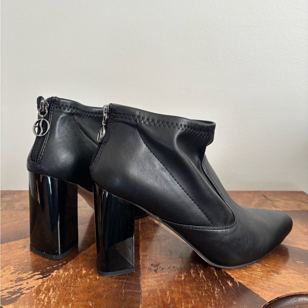 Franco Sarto black Synthetic Patton Leather Stretch Ankle Boots